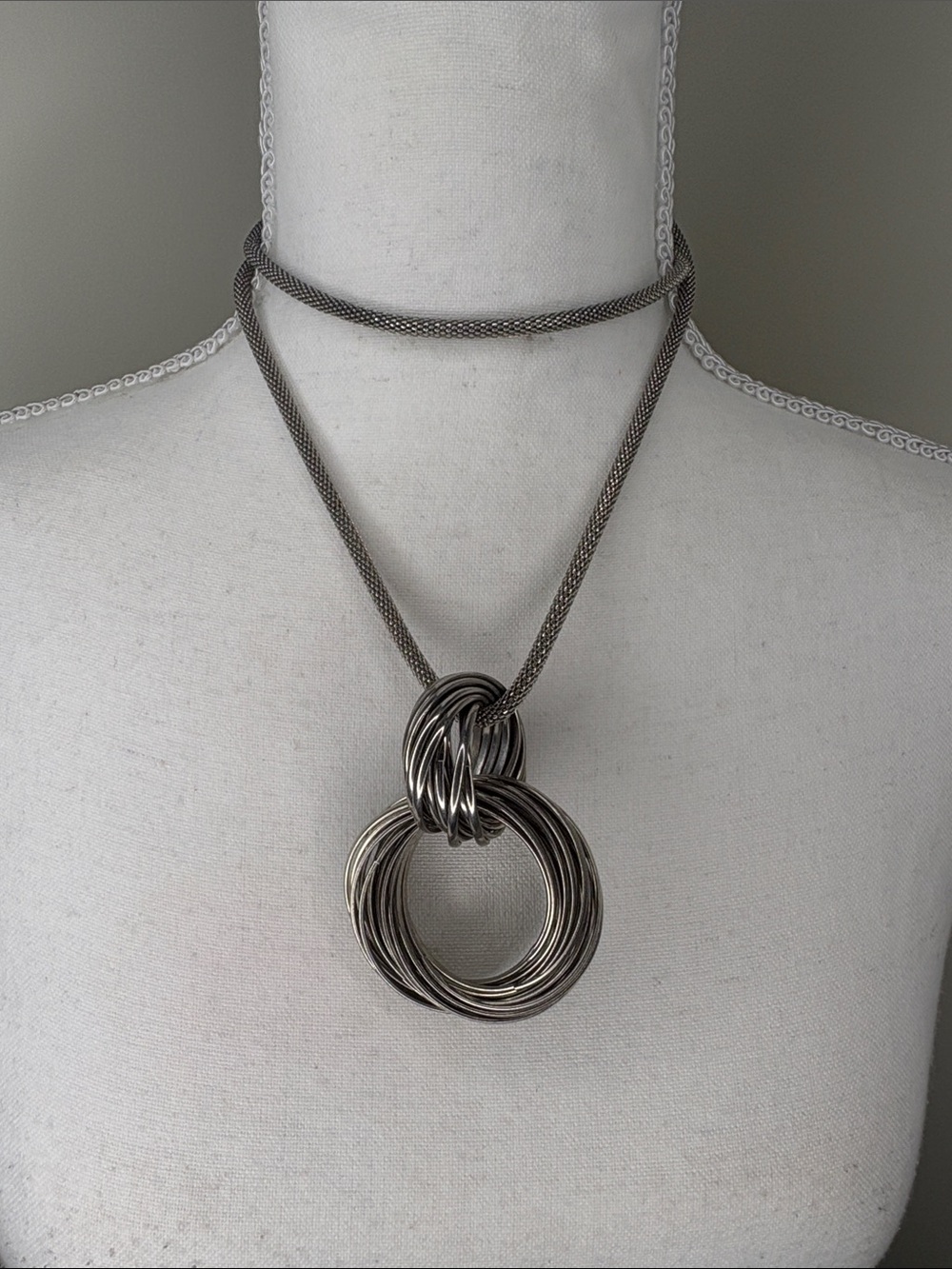 Charming Charlie Silver Multi-Ring Pendant Necklace - Women Accessories